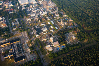 KIT Campus North in the district Leopoldshafen in Eggenstein-Leopoldshafen in the state Baden-Wuerttemberg, Germany from the plane