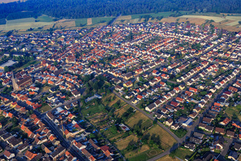 Overview of the town from the northeast in Hambrücken in the state Baden-Wuerttemberg, Germany