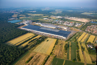 Aerial view of Goodyear Dunlop Tyres Germany in Philippsburg in the state Baden-Wuerttemberg, Germany