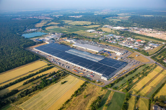 Aerial photograpy of Goodyear Dunlop Tyres Germany in Philippsburg in the state Baden-Wuerttemberg, Germany