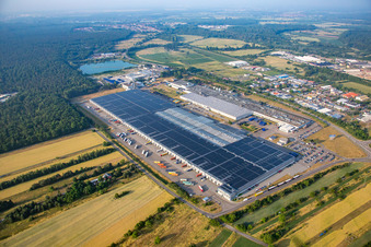 Oblique view of Goodyear Dunlop Tyres Germany in Philippsburg in the state Baden-Wuerttemberg, Germany