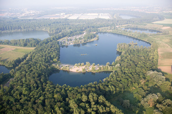 Aerial view of Local recreation area in Lingenfeld in the state Rhineland-Palatinate, Germany
