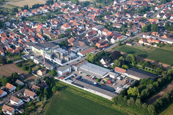 Building and production halls on the premises in Lustadt in the state Rhineland-Palatinate, Germany