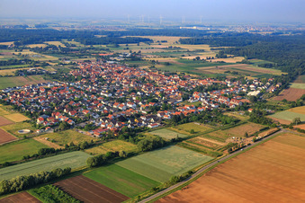 View of the town from the northeast in Zeiskam in the state Rhineland-Palatinate, Germany