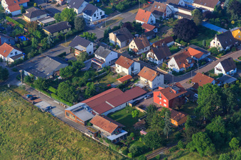 Aerial view of Siedlungstr in Zeiskam in the state Rhineland-Palatinate, Germany