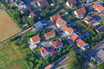 Aerial view of At the Cherry Orchard in Zeiskam in the state Rhineland-Palatinate, Germany