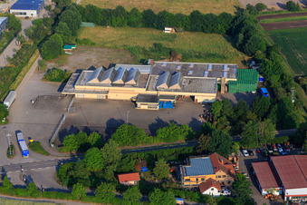 Aerial photograpy of Natural stones and transport Kohler in Zeiskam in the state Rhineland-Palatinate, Germany