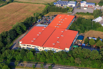Aerial view of Bührmann Wines GmbH in Zeiskam in the state Rhineland-Palatinate, Germany
