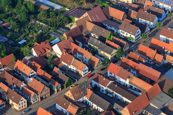 Aerial photograpy of Long Street in Ottersheim bei Landau in the state Rhineland-Palatinate, Germany