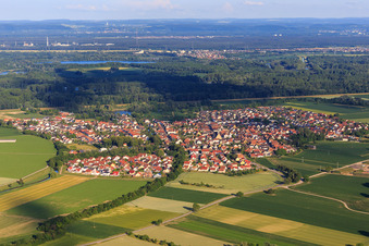 View of the town from the northwest in Leimersheim in the state Rhineland-Palatinate, Germany