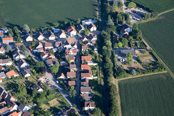 Aerial photograpy of District Leopoldshafen in Eggenstein-Leopoldshafen in the state Baden-Wuerttemberg, Germany