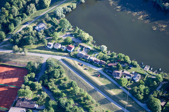 Oblique view of District Leopoldshafen in Eggenstein-Leopoldshafen in the state Baden-Wuerttemberg, Germany