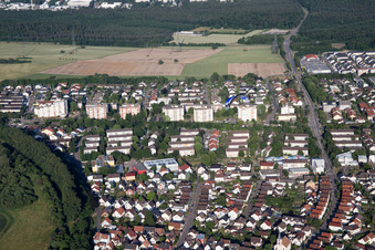 District Leopoldshafen in Eggenstein-Leopoldshafen in the state Baden-Wuerttemberg, Germany from above