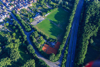 Sports fields of FC Germania Neureut 07 on the B36 in the district Neureut in Karlsruhe in the state Baden-Wuerttemberg, Germany