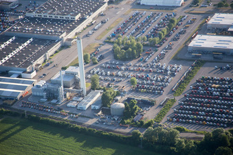 Aerial view of Daimler in the district Maximiliansau in Wörth am Rhein in the state Rhineland-Palatinate, Germany