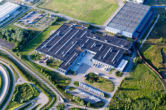 Building and production halls on the premises of Europack GmbH in the district Industriegebiet Woerth-Oberwald in Woerth am Rhein in the state Rhineland-Palatinate, Germany