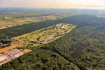 Golf course Dreihof from the northeast in the district Dreihof in Essingen in the state Rhineland-Palatinate, Germany