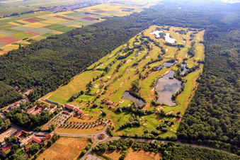 Aerial view of Golf course Dreihof from the northeast in the district Dreihof in Essingen in the state Rhineland-Palatinate, Germany