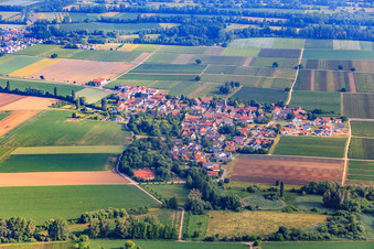 Village overview from the south in Kleinfischlingen in the state Rhineland-Palatinate, Germany