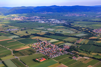 Village overview from the southeast in Großfischlingen in the state Rhineland-Palatinate, Germany