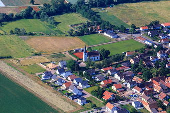 Castle church at the sports field of SV Altdorf Böbingen 1958 in Altdorf in the state Rhineland-Palatinate, Germany
