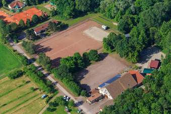 Hall of the Oldtimerfreunde Ottersheim eV and sports grounds of the Tennisclub TC86 Ottersheim in Ottersheim bei Landau in the state Rhineland-Palatinate, Germany