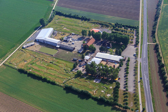 Oblique view of Southern Palatinate Football Golf Park in Adamshof Kandel in Kandel in the state Rhineland-Palatinate, Germany