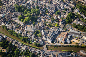 River - bridge construction of Rue Poterie crossing the Loir river in Vendome in Centre-Val de Loire, France