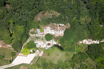 Oblique view of Cave flats at the Loir in Thore-la-Rochette in Centre-Val de Loire, France