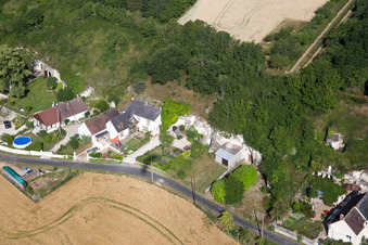 Aerial photograpy of Cave flats at the Loir in Lunay in Centre-Val de Loire, France
