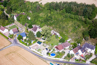 Cave flats at the Loir in Thore-la-Rochette in Centre-Val de Loire, France from above