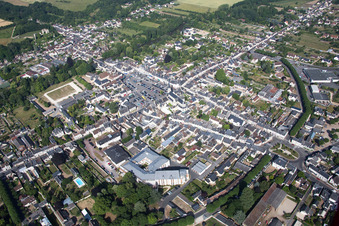 Montoire-sur-le-Loir in the state Loir et Cher, France seen from above