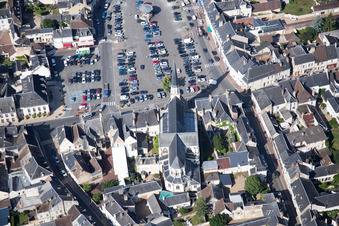 Montoire-sur-le-Loir in the state Loir et Cher, France from the plane