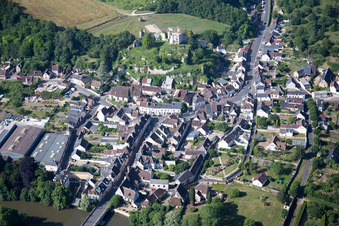 Montoire-sur-le-Loir in the state Loir et Cher, France viewn from the air