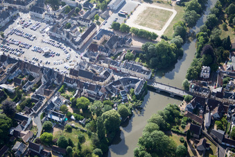 Montoire-sur-le-Loir in the state Loir et Cher, France from the drone perspective