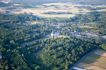 Aerial photograpy of Castle Cheverny - Chateau de Cheverny in Cheverny in Centre-Val de Loire, France