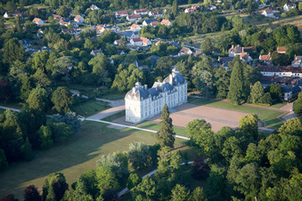 Castle Cheverny - Chateau de Cheverny in Cheverny in Centre-Val de Loire, France from above