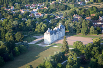 Castle Cheverny - Chateau de Cheverny in Cheverny in Centre-Val de Loire, France out of the air