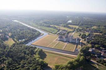 Chambord in the state Loir et Cher, France seen from above