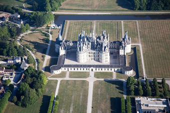 Building complex in the park of the castle Chateau de Chambord in Chambord in Centre-Val de Loire, France