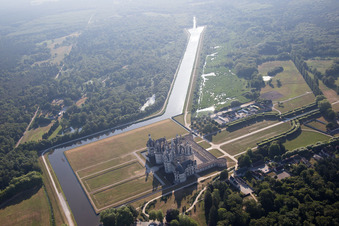 Chambord in the state Loir et Cher, France seen from above