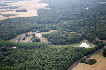 Aerial photograpy of Castle of Schloss in Autreche in Centre-Val de Loire, France