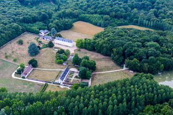 Castle of Schloss in Autreche in Centre-Val de Loire, France seen from above