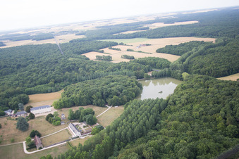 Bird's eye view of Castle of Schloss in Autreche in Centre-Val de Loire, France
