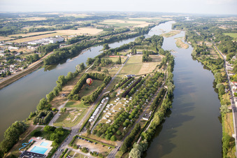 Island on the banks of the river course of Loire in Amboise in Centre-Val de Loire, France