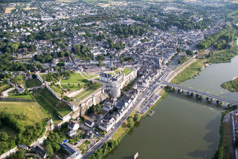 Aerial view of Amboise in the state Indre et Loire, France