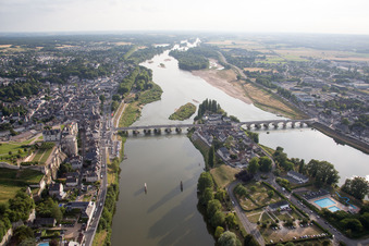 Drone recording of Amboise in the state Indre et Loire, France