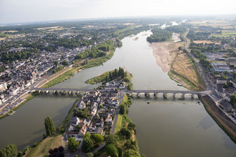 Amboise in the state Indre et Loire, France from a drone