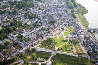 Aerial view of Amboise in the state Indre et Loire, France