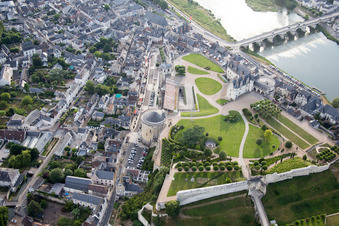 Oblique view of Castle of Schloss Chateau Royal d'Amboise in Amboise in Centre-Val de Loire, France